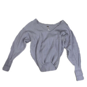 SIZE small purple free people v neck sweater with fitted bottom